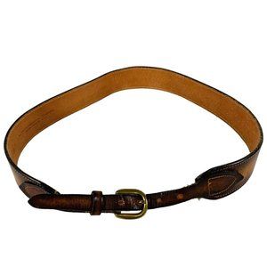 Vintage Levis Womens Ombre Mocha Brown Leather Belt Size L Skinny Front USA
